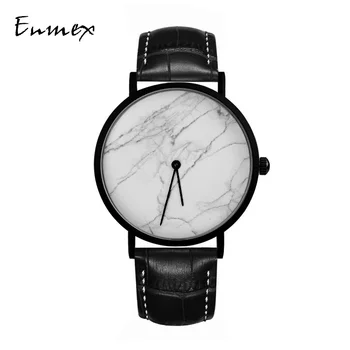 2019 darilo Enmex kratek moški ura, gospod ročno uro belega marmorja obraz ustvarjalnih modelov Ultrathin primeru moda quartz ure