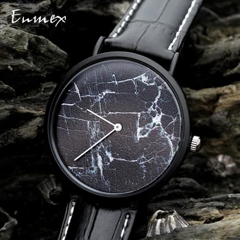 2019 darilo Enmex kratek moški ura, gospod ročno uro belega marmorja obraz ustvarjalnih modelov Ultrathin primeru moda quartz ure