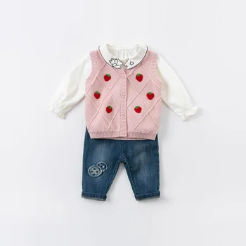 DBW14696 dave bella jeseni baby dekleta risanka žepa srajce dojenčka, malčka, vrhovi otroci, visoko kakovost oblačil