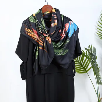 130*130 cm VRH Svile Palme razkošno Rute Ženske Foulard Kvadratnih Hidžab Šal Dame Šal zaviti glušnika pareo ženska oblačila hidžab
