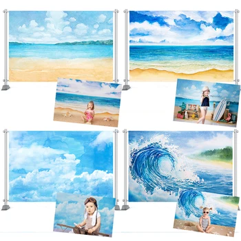 Plaža Ozadje Poletje Glej Oblak, Dojenček, Otrok, Portret Kulise Bel Oblak Modro Nebo, V Ozadju Plaže Stranka Dekor