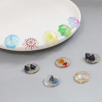 Pearl dežniki zanimiv obesek smolo zlato folijo prozorno krog perforirano DIY strani uho dodatki materiali