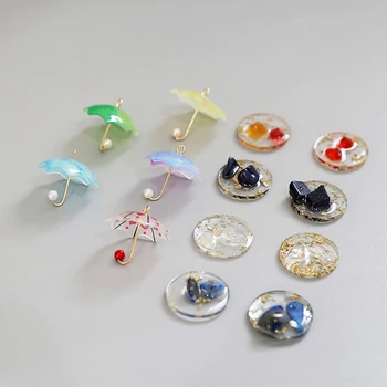Pearl dežniki zanimiv obesek smolo zlato folijo prozorno krog perforirano DIY strani uho dodatki materiali