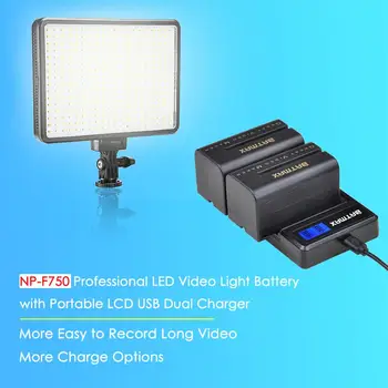 Batmax NP-F750 NP-F770 F750 Baterija+LCD USB Dvojni Polnilec za Yongnuo Godox LED Video Luč YN300Air II YN300 III YN600 L132T