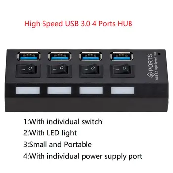 Mini USB 3.0 Super Hitrost 5Gbps usb3.0 4 Vrata HUB Prenosni Micro USB 3.0 HUB Razdelilnik S Zunanji Napajalnik Za PC Acc