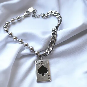 S925 sterling srebrna ogrlica s pocker lopata zapestnico ins preprosto vroče prodajo dodatkov za ženske stranka darilo debelo