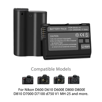 PALO 3pcs 2500mAh EN-EL15 EN EL15 ENEL15 7V baterije, ohišje za Nikon DSLR D600 D610 D800 D800E D810 D7000 D7100 D7200 l15