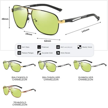 Unisex Aluminija, Magnezija HD Photochromic Polarizirana sončna Očala Moških Rumena Dan Nočna Vožnja Moškega Oculos Anti-glare Očala Gafas