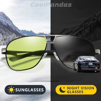 Unisex Aluminija, Magnezija HD Photochromic Polarizirana sončna Očala Moških Rumena Dan Nočna Vožnja Moškega Oculos Anti-glare Očala Gafas