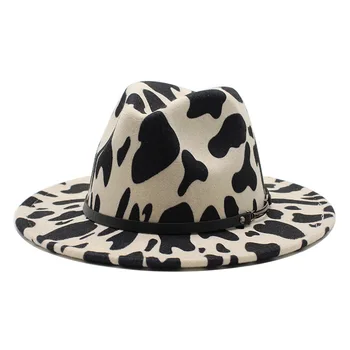 Leopard Jazz klobuki kavbojski klobuk za ženske in moške zimske moške skp bela črna volna bowler klobuk na debelo