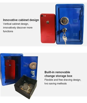 Denar Škatle Mini Metal Varno Presence Banka Tipko SafeSafe Kovinski Sef Ustvarjalne Omarico Škatla Za Shranjevanje S Kodo Za Zaklepanje