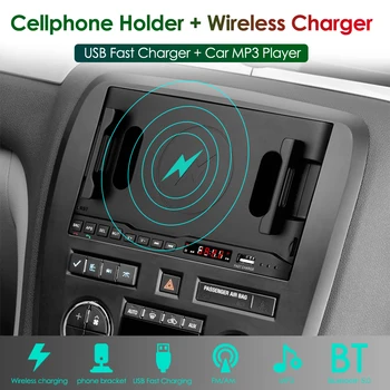VODOOL 2DIN V-Dash Avto Radio MP3 Predvajalnik, Bluetooth Autoradio Z 15W Brezžični USB Telefon Polnilnik Nosilec Za iPhone Xiaomi Huawei