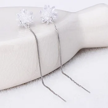925 sterling silver fashion svetleče led cvet kristalno ženske spusti uhani nakit Anti alergijo Božično darilo ženski ženske
