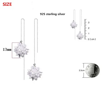 925 sterling silver fashion svetleče led cvet kristalno ženske spusti uhani nakit Anti alergijo Božično darilo ženski ženske