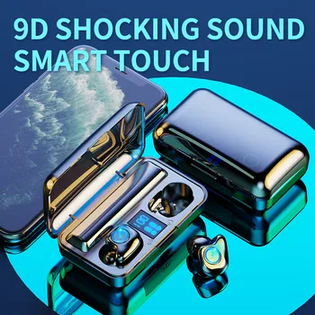 Brezžični 5.0 Bluetooth slušalke 9D stereo z mikrofonom IPX7 nepremočljiva zmanjšanje hrupa dotik glasbe slušalke.