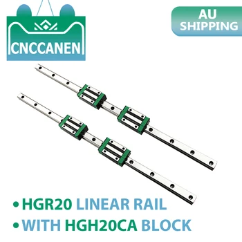 AU 2PCS HGR20 HGH20 Kvadratnih Linearno Vodilo Železniškega vseh dolžin + 4PCS HGH20CA Potisnite Blok Prevoz za CNC Usmerjevalnik CNC Graviranje Deli