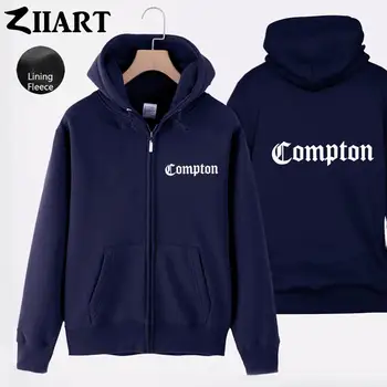 Compton Gotske pisave Fantje Človek Polno Zip Flis pulover s kapuco Nekaj Oblačil ZIIART