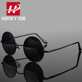 Retro Vintage Majhne Okrogle Polarizirana sončna Očala Moške blagovne Znamke Oblikovalec sončna Očala Ženske Kovinski Okvir Črne leče za Očala Vožnje UV400