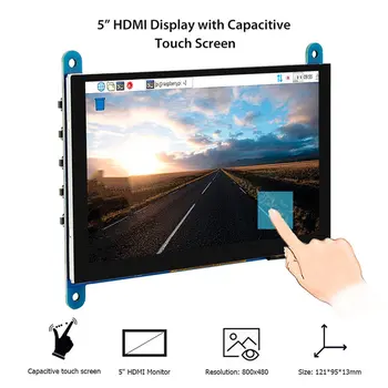 5-palčni LCD-monitor HDMI je združljiv 800X480 HD zaslon na dotik kapacitivni zaslon za Raspberry Pi 4 Model B 3B+/3B/2B/B+