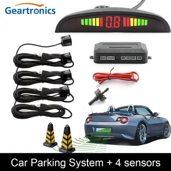 Avto Auto Parktronic LED Parkirni Senzor S 4 Senzorji za Vzvratno Backup Parkirišče Radarski Zaslon Detektor, Sistem za Osvetlitev Zaslona