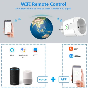 WiFi EU Pametne Vtičnice 16A 100-240V Ac Brezžični Daljinski Glasovni Nadzor Moč Spremljati Timer Stojalo Za Google Doma Alexa