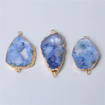 Naravna modra kristal quartz priključek obeski ogrlica, zapestnica Pribor agates druzy priključek čar obesek nakit, izdelava