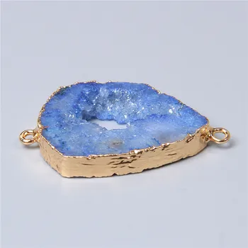 Naravna modra kristal quartz priključek obeski ogrlica, zapestnica Pribor agates druzy priključek čar obesek nakit, izdelava
