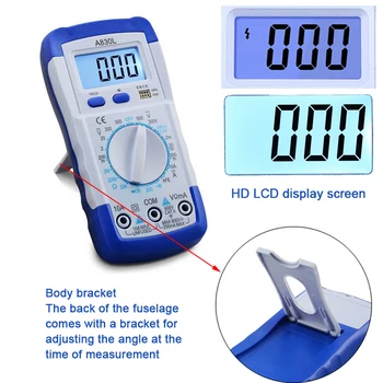 Osvetlitev A830L LCD Digitalni Multimeter Električni Voltmeter Ampermeter Tester Meter Ročni DC AC Napetost Diode Freguency Multimetro