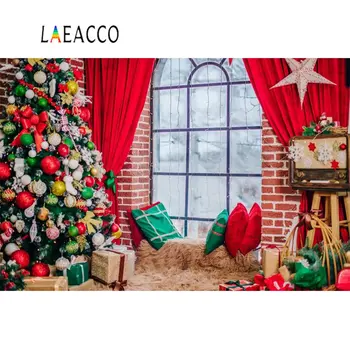 Laeacco Božič Kulise Za Fotograranje Kamin Star Drevo Sveče Žarnice Preprogo Baby Portret Okolij Foto Studio