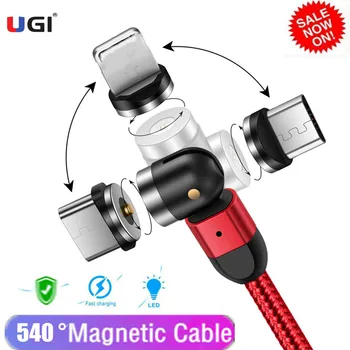 UGI Hitro Polnjenje Magnetni Kabel 3 V 1 Micro USB Za IOS USB C 1M 2M 360°/180° Hitro Polnilnik Močan, Vzdržljiv Za Xiaomi Samsung