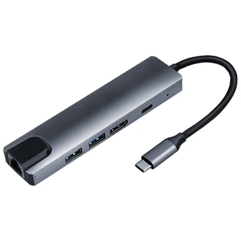 USB priključek za Razširitveno Postajo 5 V 1 Tip-C, Da 4KHDMI-združljiv Priklopne Postaje USB 3.0 TF PD Polnilnik Hub Tok Hitro Polnilnik