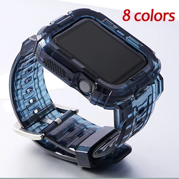Prozoren Silikonski Trak Za Apple Watch 6 5 4 3 SE Preliva Barvni Trak Za iWatch Serije DIY 44\40 mm 38\42mm Correa reloj de