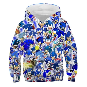 Vroče prodaje Sonic Hedgehog jeseni Otrok 3D Cartoon Hoodies Za Fant Dekle poliester oblačila, Otroški Kostum Za Šport Oblačila