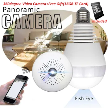 Brezžični 360-Stopinjski Video Kamera, WIFI 1.3 MP Žarnice Kamera Nočno Vizijo Za Home Security 360 FishEye Panoramske Kamere