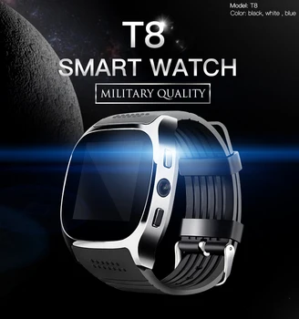 T8 Moških Otroci Bluetooth Smart Gledal Z Režo za Kartico Sim Fotoaparata Budilka MTK6261D 380mah Baterija Za IOS Android pametne ure