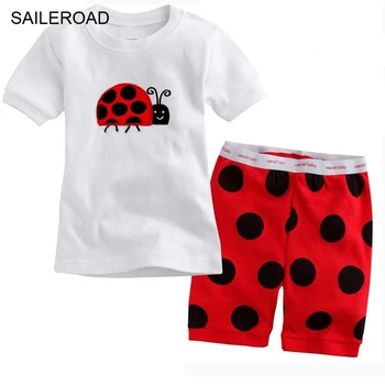 SAILEROAD Otrok Ladybug Pižamo Za Dekleta Risanka Insektov Pižamo Otroci Pijama Infantil Baby Domov Nositi Dekle Sleepwear Oblačila