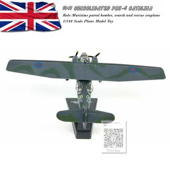 AMER 1/144 Obsega Vojaške Model Igrače RAF 1941 Konsolidirani PBY-5 Catalina Vodnega Bomber Diecast Kovinski Letalo Model Igrača Za Darilo