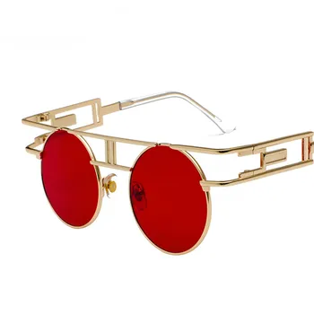 Kovinski Krog Steampunk Moda moška sončna Očala Retro Gotsko Zasnovo Okvir Žensk Retro Ton sončna Očala Oculos De Sol