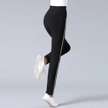 Ženske športne hlače črne Vaja, ki Teče Hlače Fitness Elastični Dokolenke prilagodljiv skladbo Šport Sweatpants