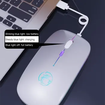 Brezžično Miško RGB Akumulatorske Brezžične Miške Računalnik Tiho Mause LED Osvetljen Ergonomska Gaming Miška Za Prenosni RAČUNALNIK
