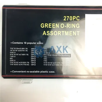 AXK 270pcs Zelena klimatska Naprava Gume O-Tesnilo Tapnite Podložka Tesnilo Nastavite Pečat Meritev Izbor Vodovodni Komplet