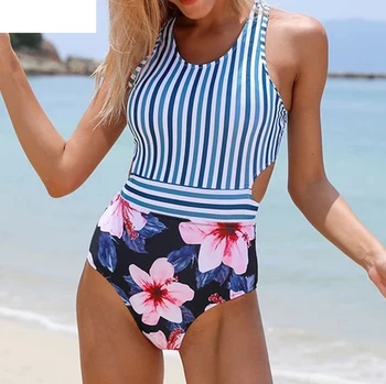 Ženska Seksi Bikini Križ Kopalke Kopalke Oblazinjeni Monokini Kopalke Push Up Eno-Kos Kopalna Moda Na Plaži Plažo