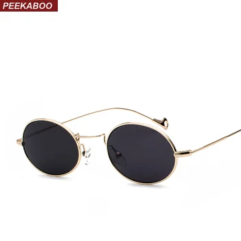Peekaboo majhne ovalne sončna očala moških retro kovinski okvir črno roza rumeno modro rdeče sonce očala za ženske 2018 uv400