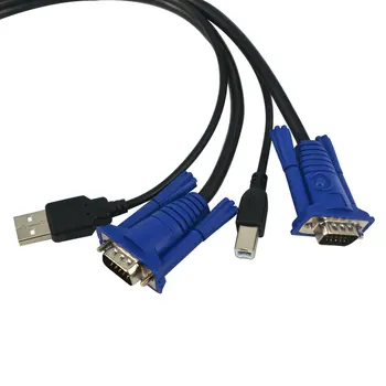 Visoka Kakovost 1,5 M, USB KVM 15 Pin Stikalo VGA Kabel, USB 2.0 Vrste A do B 4Pin Za PC Računalnik, Tiskalnik, Adapter Pretvornik Debelo