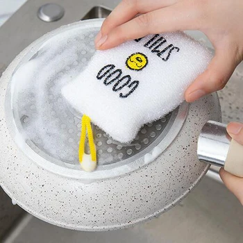 4PCS Večnamensko Kitchen Cleaner Gobice Močno Dekontaminacijo Jed Pranje Krpo Čistilne Blazinice Ustvarjalne Smeška Debel