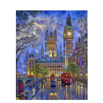 Barvanje Z Številkami DIY Londonski Big Ben Krajine, Slika, Risba, Dnevna Soba Akril Počitnice Darila Perilo Umetnosti Big Velikost
