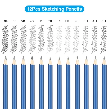 72PCS Risanje, Svinčniki Nastavite Skica Barvne Svinčnike Akvarel Kovinski Mastno Popolne Začetnike Komplet ustvarjalce s Platnom Primeru