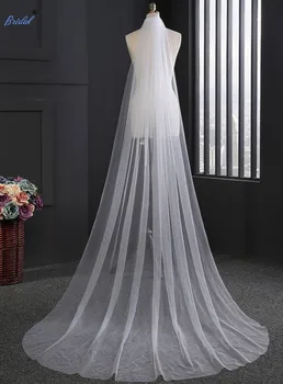čipke poročni veil pravi strel sliko z las glavnik čipke sequins Poročni veil super dolgi rep