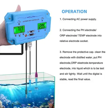 Online pH/TEMP/ORP Krmilnik Kakovosti Vode Detektor Repleaceable BNC Tip Sonde Tester Kakovost Vode za Akvarij spa bazen