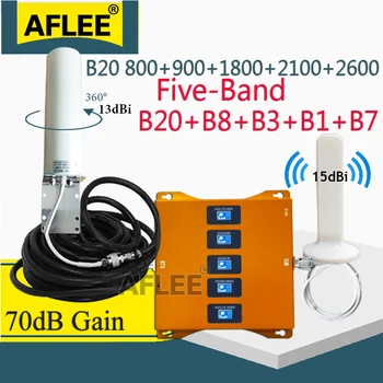 Pet-Band B20 800 900 1800 2100 2600mhz mobilni telefon Mobilno Booster 4g GSM Repetitorja 2G 3G 4G Cellular Komunikacije Ojačevalnik LTE